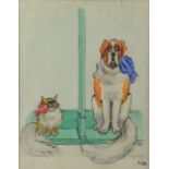 John Thomas Young Gilroy, English, 20th century, 'Crufts', cartoon, pen and wash, signed and titled,
