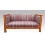 CHANGE OF ESTIMATE Swedish late Biedermeier style golden birch sofa, circa 1900 185 x 86 x 74cm.