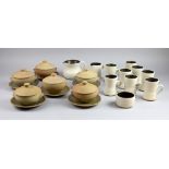 David Leach, Lowerdown Pottery ,a set of six soup bowls covers and plates cups and saucers, with