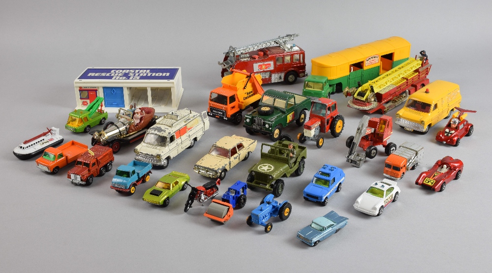 Matchbox, Dinky, Corgi die cast models, play-worn, auto route garage, Matchbox PS-1 Container Port.