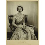 Dorothy Wilding (1893-1976) Queen Elizabeth II, a photographic portrait study, black and white,