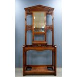 Edwardian walnut hall stand, 209 x 92 x 32 cm's.