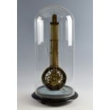 French swinging pendulum clock, by Huguenin, Paris, black chapter ring with Roman numerals, with