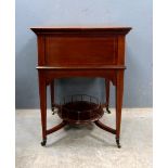 Early 20th century rise and fall mahogany drinks cabinet by Maples of London with inlaid