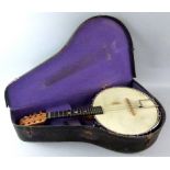 J G Abbott and Co Banjo in carrying case.