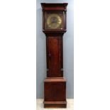 19th Century oak long case clock by Thomas Haden, Dudley, the brass face with subsidiary second dial