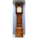 19th century eight day longcase clock by Underhill of Newport with white painted face and second and