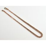 Victorian Albert chain, graduated curb links, in 9 ct rose gold, with base metal swivel clasp, 42 cm