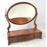 19th century mahogany dressing table mirror, base with three drawers, 58cm x 51cm .