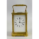 French brass carriage clock the eight day movement striking the hours and half hours on a gong. 18.