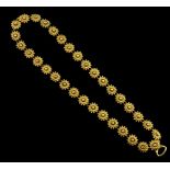 Victorian gold flower head necklace, with concealed clasp and hinged pendant fitting, 18 ct,