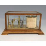 Early 20th century mahogany cased barograph 35cm wide .