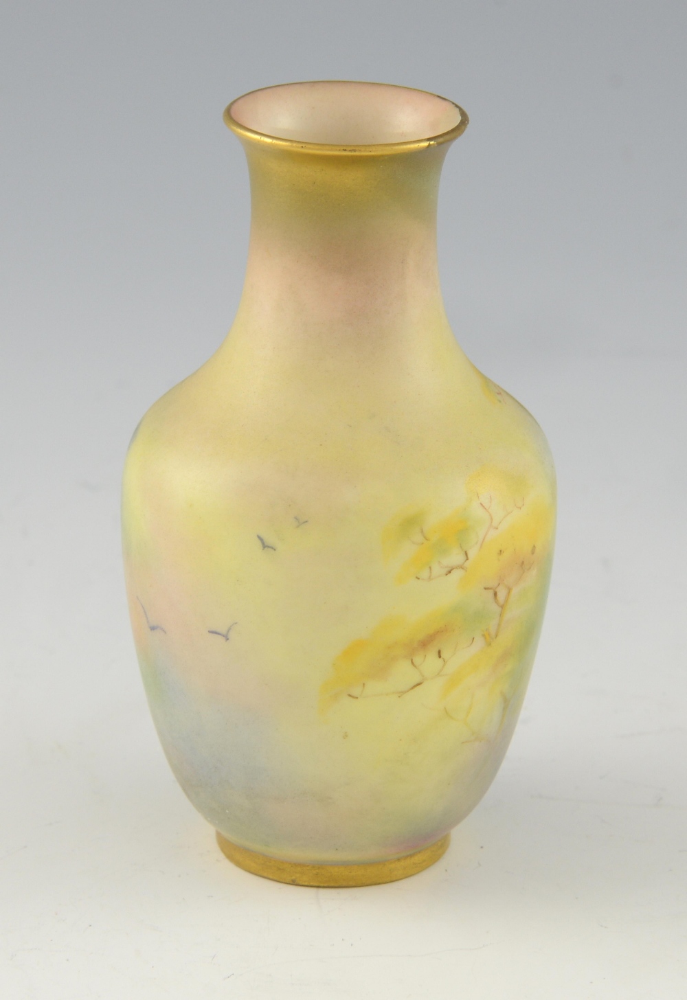 Royal Worcester vase painted with a peacock, shape No. 2491, indistinct signature, date mark for - Image 3 of 6