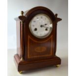 Early 20th Century mahogany mantel clock with twin train movement - Height 53 cm .