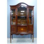 Early 20th century mahogany display cabinet with shell inlay, 174cm (h) x 106cm (w) x 34cm (d)..