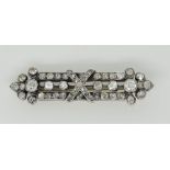 Victorian diamond bar brooch, set with old cut and rose cut diamonds, estimated total diamond weight