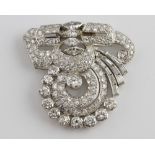 1940's diamond clip brooch, the principle diamond estimated at 0.50 carat, set with further