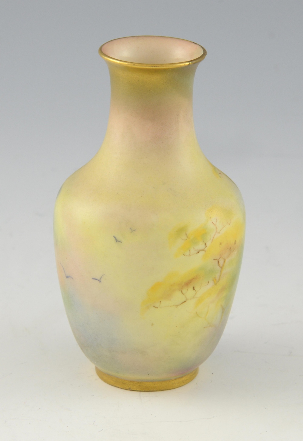 Royal Worcester vase painted with a peacock, shape No. 2491, indistinct signature, date mark for - Image 4 of 6