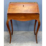 Early 20th century kingwood and marquetry inlaid bureau de dam, 66cm x 46cm x 90cm