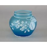Blue cameo glass vase in the manner of Thomas Webb 11cm high.