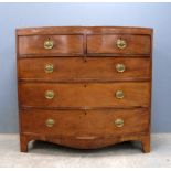 19th century mahogany bow front chest with two short over three long drawers 105cm x 114cm