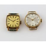 Two lady's wrist watches, Tissot Stylist, square dial with baton hour markers, mechanical 17 jewel
