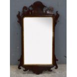 George III mahogany fret framed mirror - 80 x 45 cm