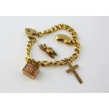 Vintage charm bracelet, curb link bracelet with heart pad lock clasp, hallmarked London 1972, and