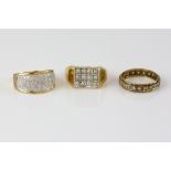 Modern diamond set square signet ring, set with twelve round brilliant cut diamonds, estimated total