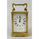 Brass and glass carriage clock by Charles Frodsham, London 14 cm