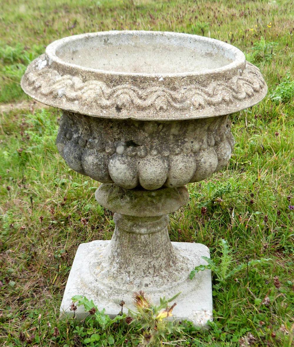 Pair of composite stone garden planters, diameter 40cm and another - Image 6 of 6