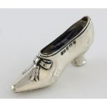 Edward VII silver novelty pin cushion in the form of a ladies court shoe, by Levi & Salaman,