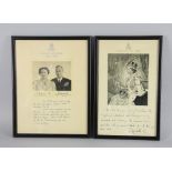 George VI and Queen Elizabeth Wedding gift response to the Royal Household, together with an E.R. II