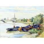 John Hawkesworth (British, b. 1920), 'Strand-on-the-Green, Chiswick', signed, watercolour, 18cm x