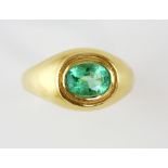 Emerald dress ring, oval cut emerald estimated weight 1.23 carats, set in landscape position in 18
