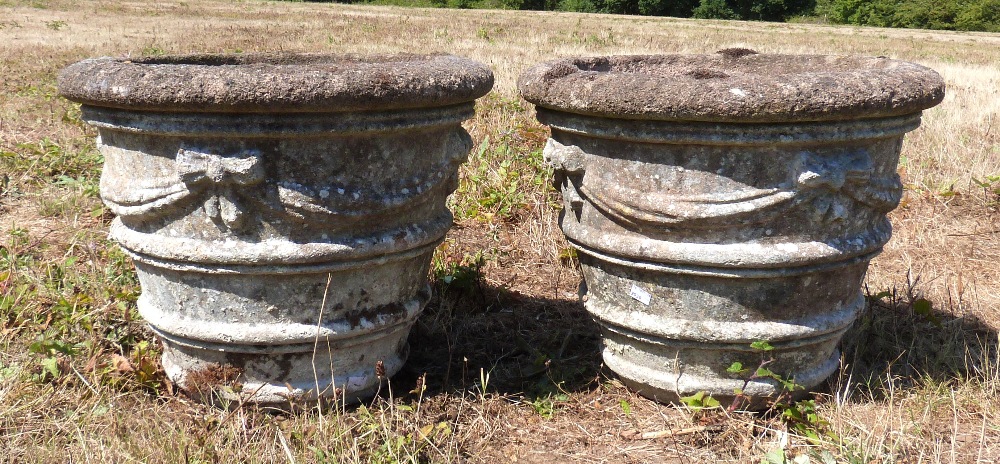 Pair of composite stone garden planters, diameter 52cm - Image 3 of 6