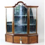 19th century mahogany table top display cabinet, single glazed door above cupboard door , 60cm x
