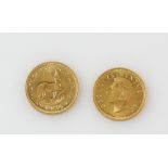 Two South African £1/2 coins, 1952.