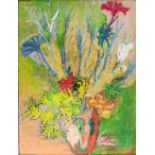 Steiner, 20th century, still-life of flowers in a vase, oil on board, 62cm x 47.5cm, handwritten