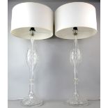 Pair of 20th century cut glass lamps 80cm high .
