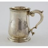 George II silver mug with lower belly to the cylindrical bowl double scroll handle London 1732 12