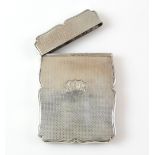 Victorian silver card case by Nathaniel Mills, Birmingham 1843, shaped oblong with engine turned