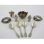 Set of four German silver fiddle and thread pattern table spoons, marked '800', and Indian silver