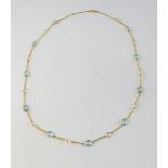Blue topaz and moonstone necklace, oval checkerboard cut blue topaz and oval cabochon cut moonstone,