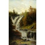 Pair of 19th century landscapes oil on canvas unsigned each 80cm x 49cm .