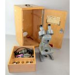 20th century microscope, by Watson & Barnet, no. 34068, in fitted case, with lenses, 33
