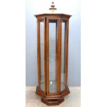 20th Century mahogany octagonal display cabinet 180 x 60 cm