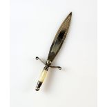 Victorian silver bookmark in the form of a sword, with mother-of-pearl handle, by A and L,