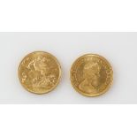 Two gold sovereigns, 1982.
