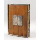 Late 19th/ early 20th century Russian book form icon painted on wooden panels with Christ and